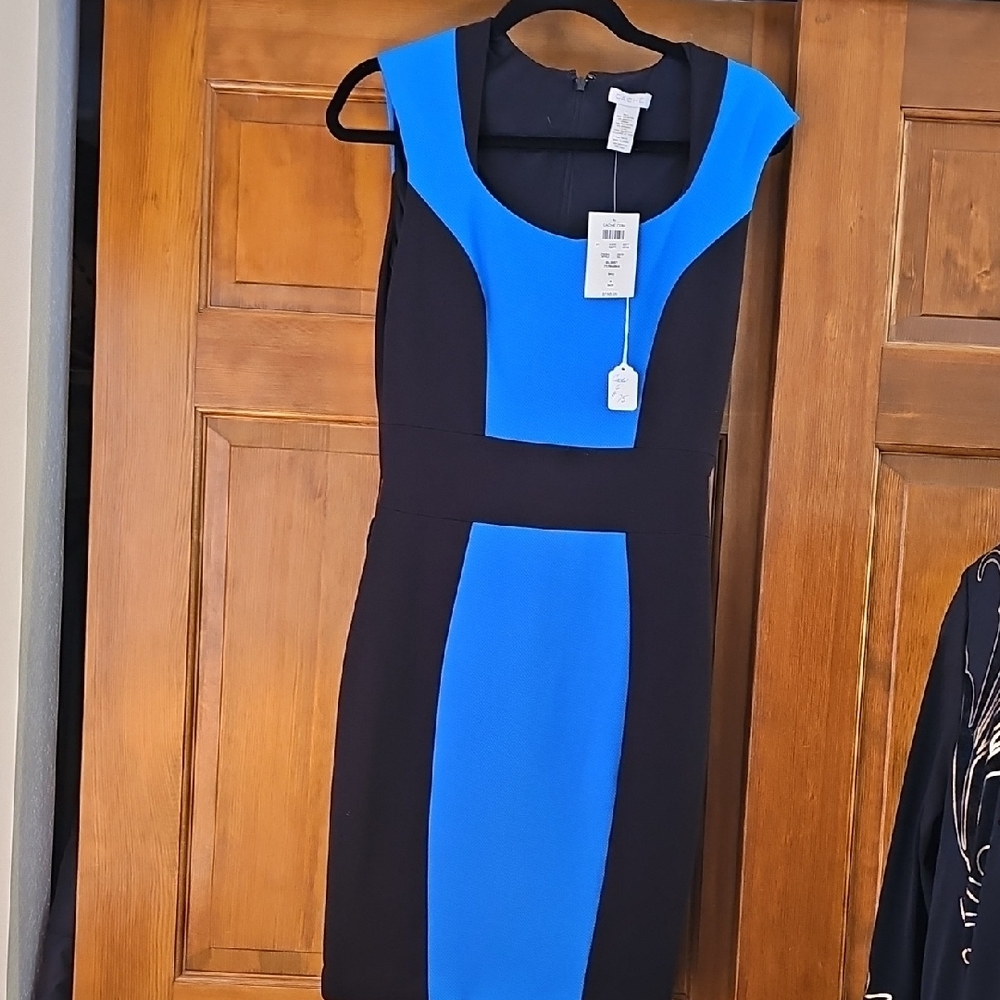Elegant Blue and Black Dress